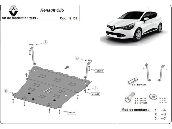 Oceľový kryt motora Renault Clio 5 (2019-2026)