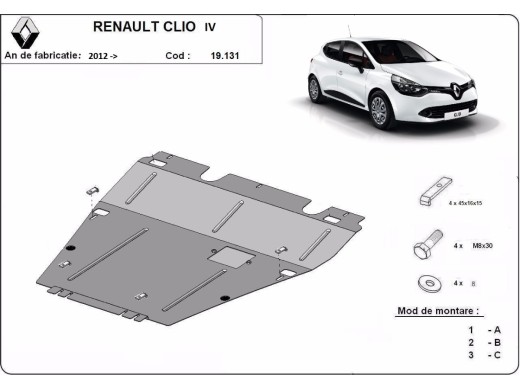 Oceľový kryt motora Renault Clio 4 (2012-2019)Renault Clio