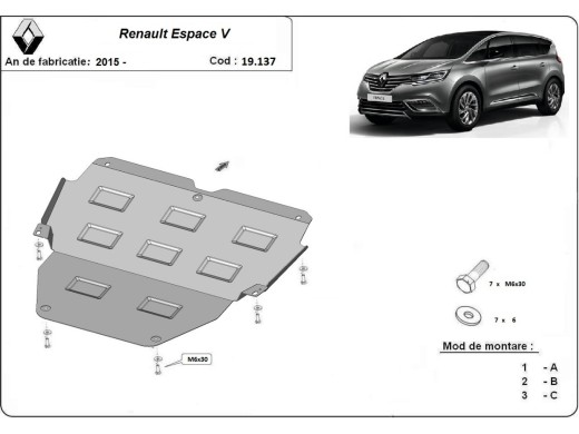 Oceľový kryt motora Renault Espace 5 (2015-2026)