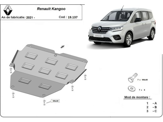 Oceľový kryt motora Renault Kangoo (2021-2025)Renault Kangoo