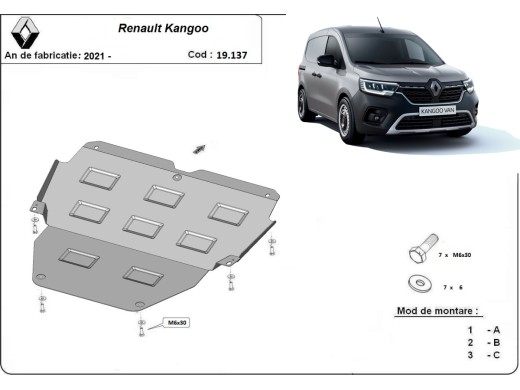 Oceľový kryt motora Renault Kangoo Van (2021-2025)Renault Kangoo