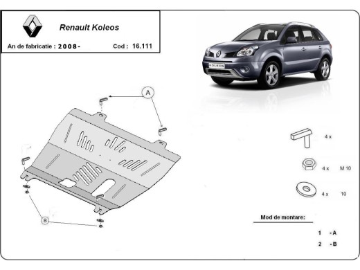 Oceľový kryt motora Renault Koleos (2008-2016)Renault Koleos