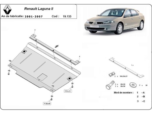 Oceľový kryt motora Renault Laguna 2 (2001-2007)Renault Laguna