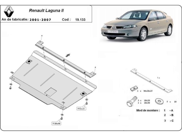 Oceľový kryt motora Renault Laguna 2 (2001-2007)Renault Laguna