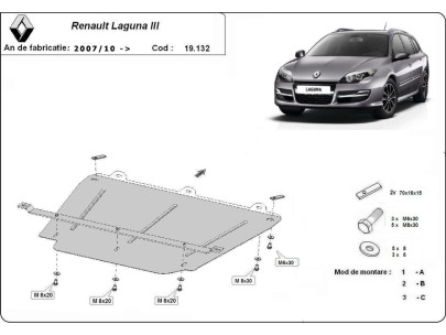 Oceľový kryt motora Renault Laguna 3 (2007-2015) 2