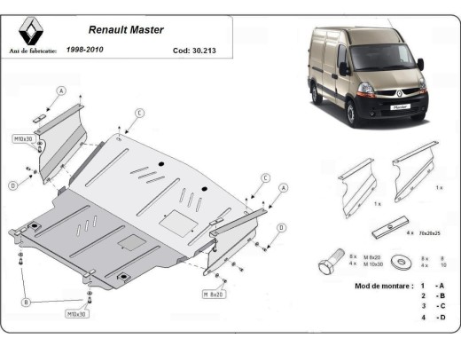 Oceľový kryt motora Renault Master 2 (1998-2010)Renault Master
