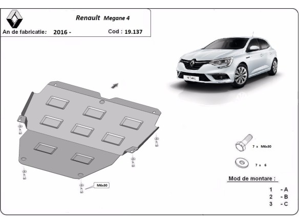 Oceľový kryt motora Renault Megane 4 (2016-2026)