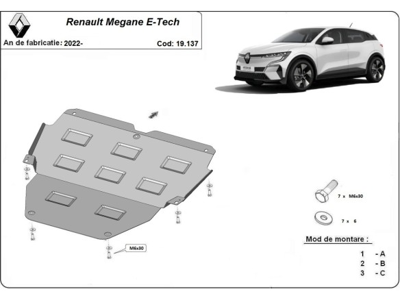Oceľový kryt motora Renault Megane E-Tech (2022-2026)
