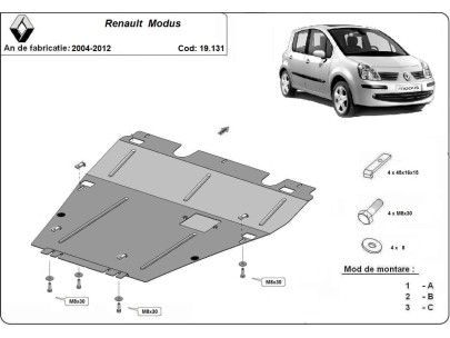 Oceľový kryt motora Renault Modus (2004-2012)