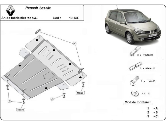 Oceľový kryt motora Renault Scenic (2004-2008)Renault Scenic