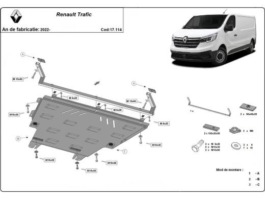 Oceľový kryt motora Renault Trafic (2022-2026)