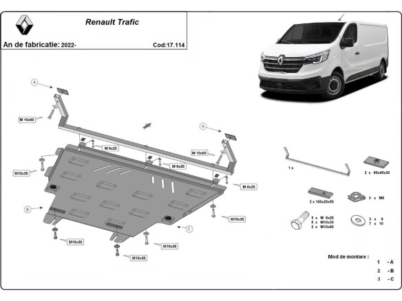 Oceľový kryt motora Renault Trafic (2022-2026)