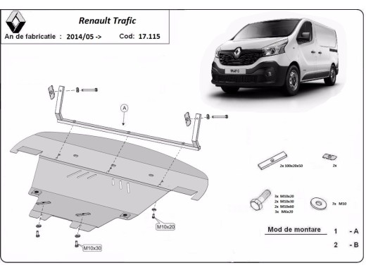 Oceľový kryt motora Renault Trafic (2014-2021)Renault Trafic