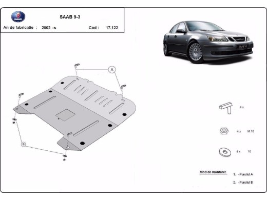Oceľový kryt motora Saab 9-3 (2002-2012)Saab 9-3