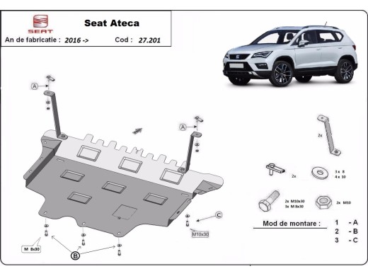 Oceľový kryt motora Seat Ateca (2016-2025)Seat Ateca