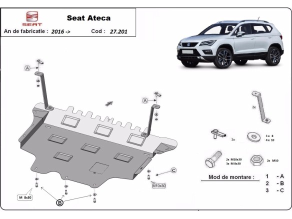 Oceľový kryt motora Seat Ateca (2016-2025)Seat Ateca