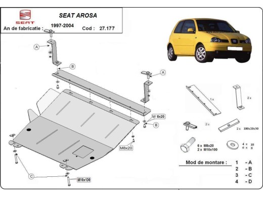 Oceľový kryt motora Seat Arosa (1997-2004)Seat Arosa
