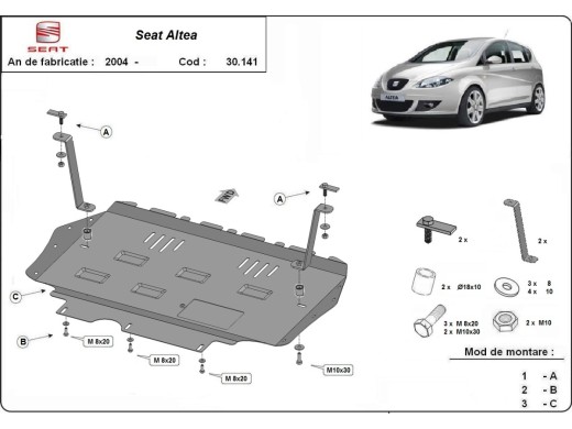 Oceľový kryt motora Seat Altea (2006-2015)Seat Altea