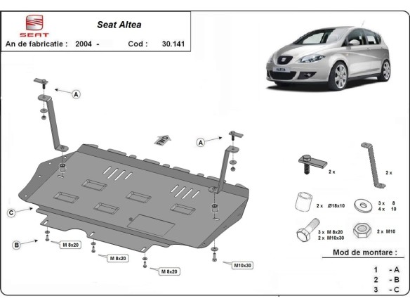 Oceľový kryt motora Seat Altea (2006-2015)Seat Altea
