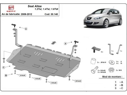 Oceľový kryt motora Seat Altea (2010-2015) 2