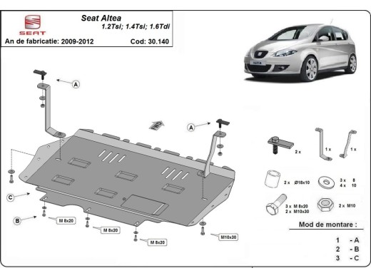 Oceľový kryt motora Seat Altea (2010-2015)Seat Altea