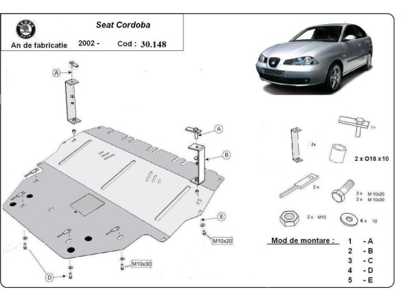 Oceľový kryt motora Seat Cordoba Diesel (2002-2010)Seat Cordoba