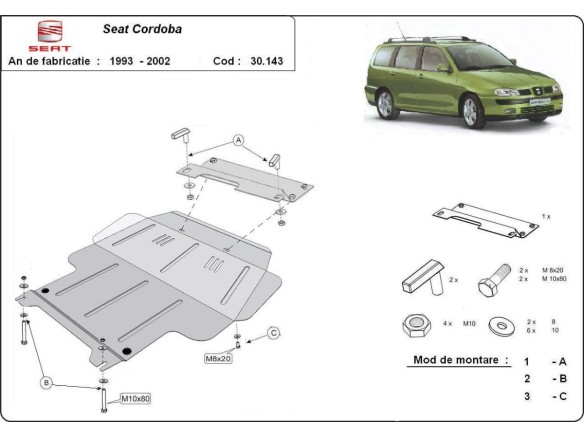 Oceľový kryt motora Seat Cordoba (1993-2001)Seat Cordoba