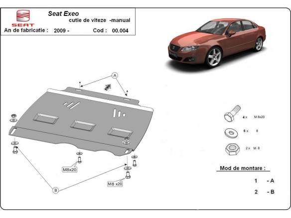 Oceľový kryt prevodovky manuálna Seat Exeo (2008-2013)Seat Exeo