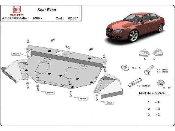 Oceľový kryt motora Seat Exeo (2008-2013)Seat Exeo