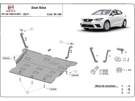 Oceľový kryt motora Seat Ibiza (2017-2026)