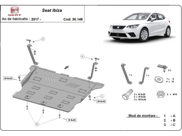 Oceľový kryt motora Seat Ibiza (2017-2025)Seat Ibiza