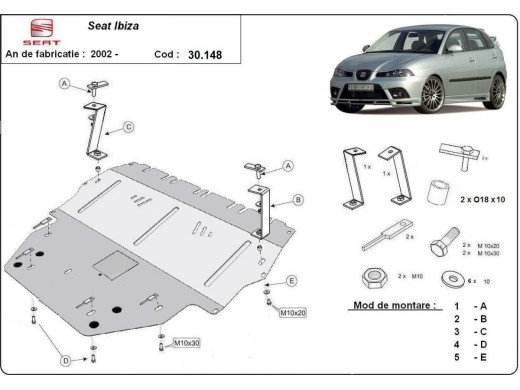 Oceľový kryt motora Seat Ibiza Diesel (2002-2017)Seat Ibiza