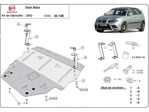 Oceľový kryt motora Seat Ibiza Diesel (2002-2017)Seat Ibiza