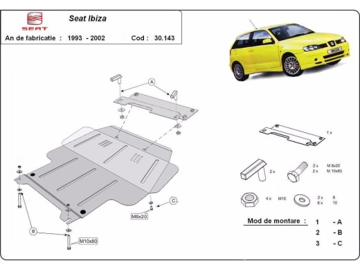 Oceľový kryt motora Seat Ibiza (1993-2002)Seat Ibiza