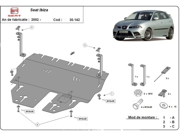 Oceľový kryt motora Seat Ibiza benzin (2002-2017)Seat Ibiza