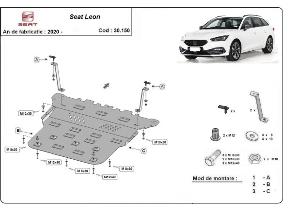 Oceľový kryt motora Seat Leon (2020-2025)Seat Leon