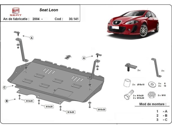 Oceľový kryt motora Seat Leon 2 (2005-2010)Seat Leon