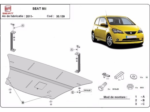 Oceľový kryt motora Seat Mii (2011-2021)Seat Mii
