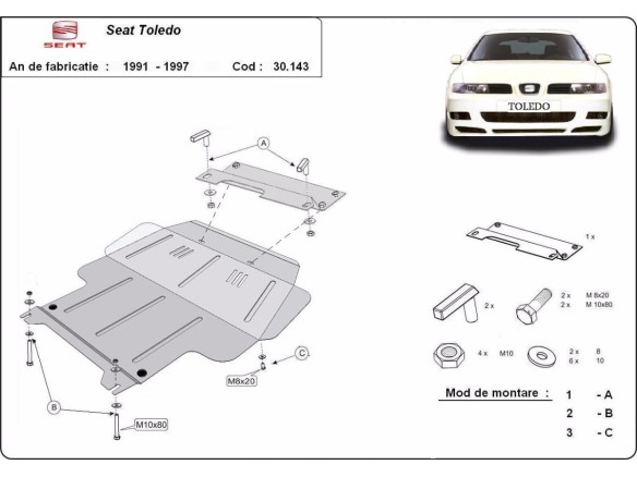 Oceľový kryt motora Seat Toledo 1 (1991-1998)Seat Toledo