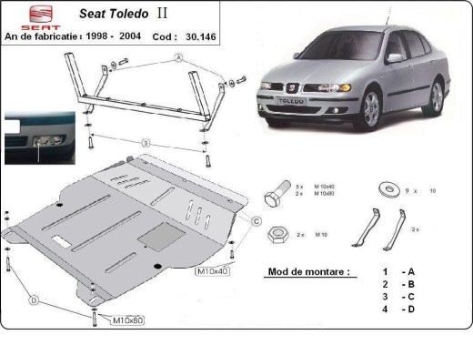 Oceľový kryt motora Seat Toledo 2 (1998-2004)Seat Toledo