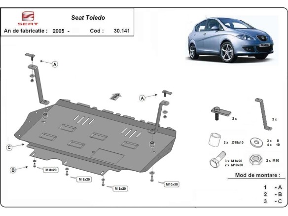 Oceľový kryt motora Seat Toledo 3 (2005-2012)Seat Toledo