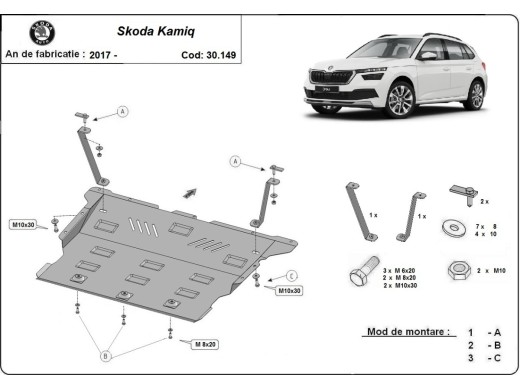 Oceľový kryt motora Skoda Kamiq (2019-2025)Skoda Kamiq