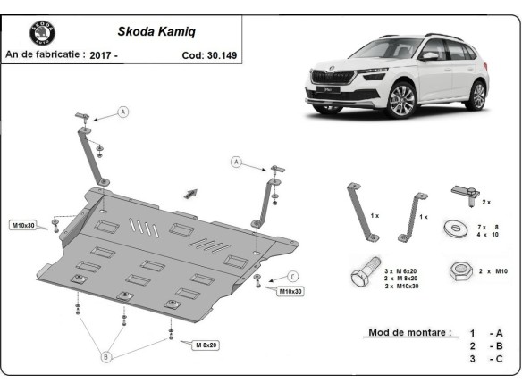 Oceľový kryt motora Skoda Kamiq (2019-2026)