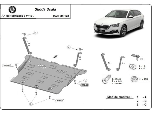 Oceľový kryt motora Skoda Scala (2019-2026)