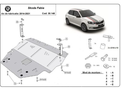 Oceľový kryt motora Skoda Fabia 3 Diesel (2015-2021) 2