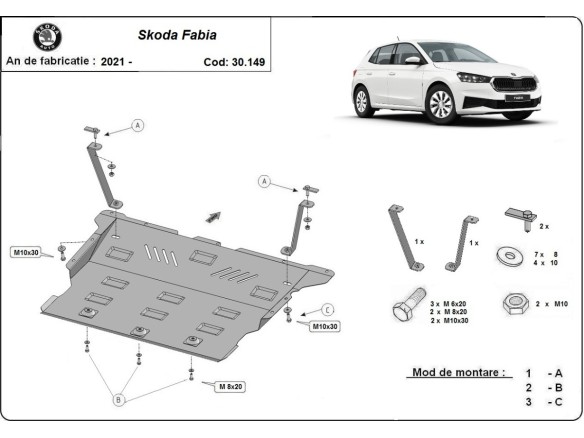 Oceľový kryt motora Skoda Fabia (2021-2026)