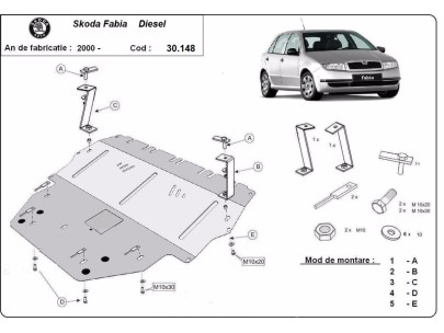 Oceľový kryt motora Skoda Fabia Diesel (1999-2007) 2