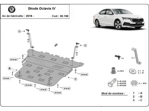 Oceľový kryt motora Skoda Octavia 4 (2019-2026)
