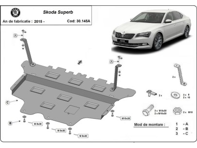 Oceľový kryt motora Skoda Superb - Automatická prevodovka (2015-2024) 2