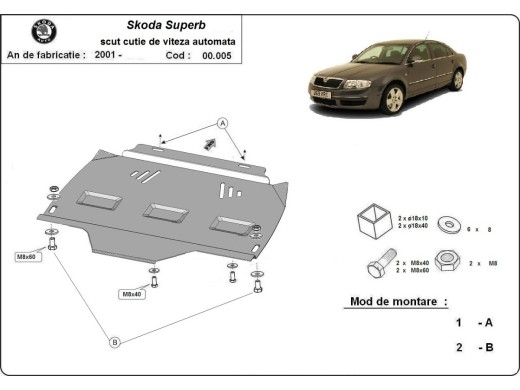Oceľový kryt prevodovky automat Skoda Superb (2001-2008)Skoda Superb